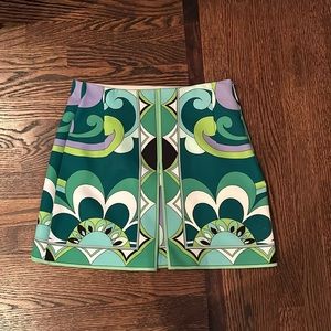 zara green print skirt